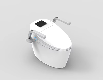 Modern Intelligent Toilet with White Design Armrests and Smart Control Panel 3d model