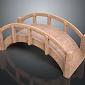 Wooden Arch Bridge Model With Railings Natural Wood Structure For Garden Decor