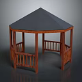 Outdoor Wooden Gazebo Architectural Structure With Octagonal Roof And Railings