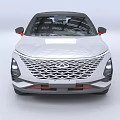 White SUV With Black Roof Red Accent Wheels And Modern Grille Design
