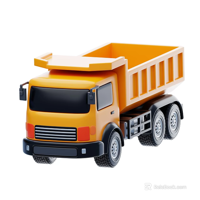 Yellow Toy Dump Truck with Open Bed and Black Wheels 3d model 