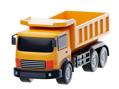 Yellow Toy Dump Truck with Open Bed and Black Wheels 3d model