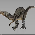 Detailed Gray Sail Backed Dinosaur Model in Standing Pose With Textured Skin