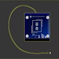 Modern Desktop Device With Blue Base Transparent Square Panel And Connected Cable