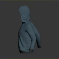 Blue Hooded Knitted Sweater Daily Life Essential Casual Wear Item