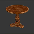 Wooden Round Table With Smooth Top And Carved Pedestal Base Design