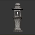 Elegant Traditional Stone Lantern With Intricate Carved Details And Square Base