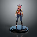3D Female Game Character Model With Stylish Hat Brown Jacket Blue Pants And Standing Pose