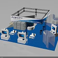Modern ALSHIFT Exhibition Booth Design With Digital Screens And Blue Carpet
