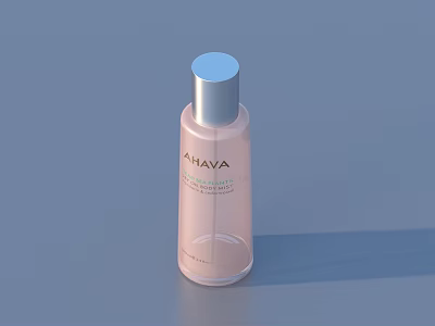 Elegant Pink KAHAVA Skincare Bottle With Silver Cap Transparent Body And Hydrating Formula 3d model