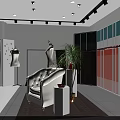 Modern Clothing Store Interior With White Mannequins Green Plants Pink Decor And Shoes