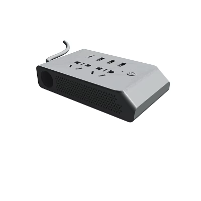 Gray Power Strip With Multiple Outlets Modern Design And Compact Size 3d model