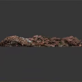 Pile of Red and Silver Metal Fragments Irregularly Stacked on Gray Background