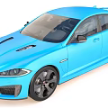 Blue Jaguar Sport Sedan With Sleek Exterior Design Black Alloy Wheels And Hood Vents