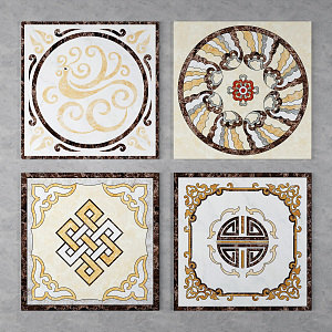 New Chinese Style Tile Floor Patchwork Tile 3d model