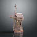 Handcrafted Wooden Windmill Model With Rotating Blades Staircase And Detailed Roof Design