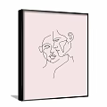 Abstract Line Art Painting Featuring Two Profiles Simple Lines And Black Frame