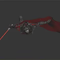 Game Movie Character in Armored Suit With Red Cape and Red Lightsaber Standing Pose