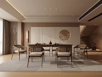 Zen Restaurant Dining Table and Chair 3d model