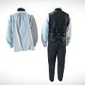 Men Women Formal Attire With Patterned Vest Bow Collar Blouse And Pants