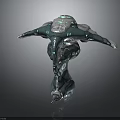 Futuristic Sci fi Mechanical Structural Component With Extended Appendages And Green Accents