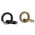 Modern Decorative Ornament Set With Black Marble Pattern And Gold Circular Ring Design