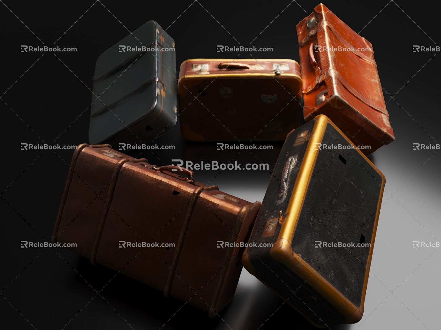 Vintage Suitcase Luggage Combo 3d model