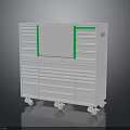 White Workshop Tool Cabinet With Multiple Drawers Green Trim On Wheels