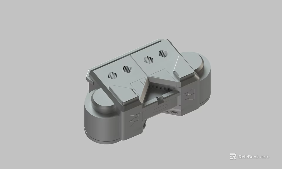 Gray Metal Mechanical Part With Holes And Geometric Structure Design 3d model 