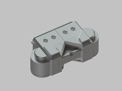 Gray Metal Mechanical Part With Holes And Geometric Structure Design 3d model