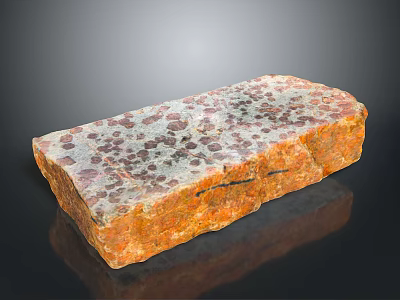 Natural Stone Home Decor Piece Featuring Orange And Gray Color Patterns 3d model