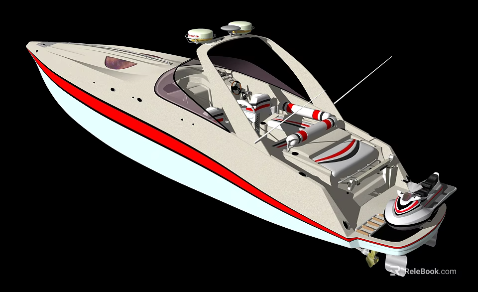 Sleek White Yacht With Red Accents And Modern Design 3d model 