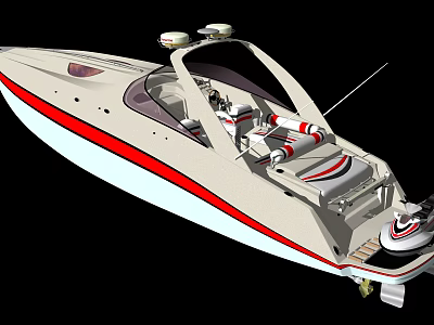 Sleek White Yacht With Red Accents And Modern Design 3d model