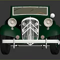 Vintage Green Convertible Car with Red Soft Top Classic Retro Design and Chrome Accents