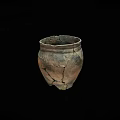 Ancient Cracked Clay Pottery Jar With Visible Cracks On Black Background 3d model