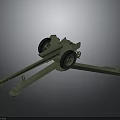 Green Military Artillery Model With Black Wheels And Long Barrel