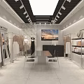 Stylish Clothing Store Open Entrance Featuring Fashion Displays And Wall Art