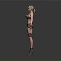 3D Female Character Model With Brown Bikini Top Shorts And Straps Design