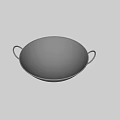 Stainless Steel Frying Pan with Two Handles Silver on White Background