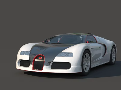 Bugatti Luxury Sports Car With White Black Exterior Red Grille And Streamlined Design 3d model