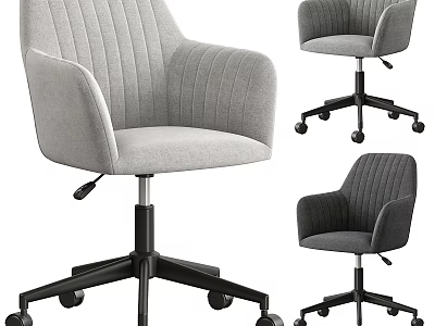 Modern Fabric Office Chair With Vertical Stripe Design Curved Armrests Black Base And Wheels 3d model