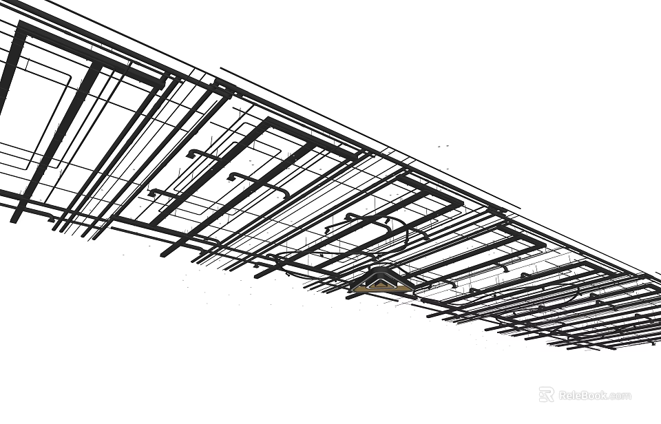 Structural Ceiling Framework With Beam Layout And Architectural Line Design 3d model 