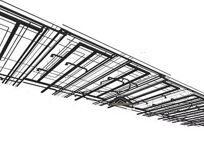 Structural Ceiling Framework With Beam Layout And Architectural Line Design 3d model