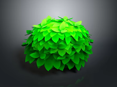 Vibrant Green Leafy Round Shaped Plant With Lush Foliage And Round Structure On Dark Background 3d model