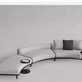 Modern White Curved Sectional Sofa with Comfortable Cushions and Side Table 3d model