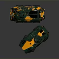 Modern Green And Yellow Tanks With Number 47 In Futuristic Sci Fi Design