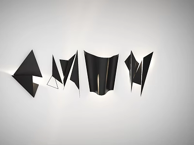 Modern Black Geometric Wall Lamps With Unique Shapes On White Wall 3d model