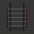 Sturdy Black Weight Plate Rack With Red Plates For Fitness Equipment Storage
