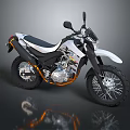 White and Black Off Road Motorcycle With Spoked Wheels Orange Accents And Black Seat