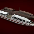 Modern White Yacht With Red Stripes And Multiple Windows On Deck